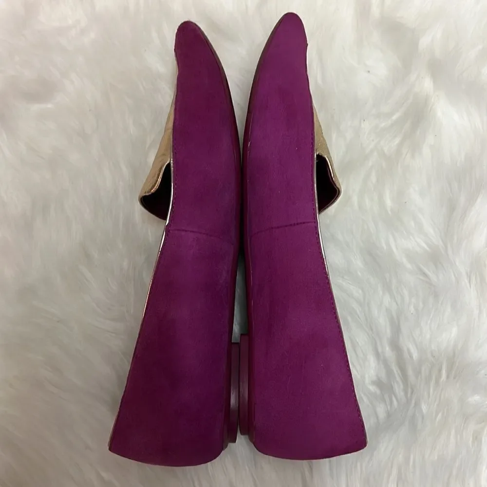 Ted Baker London‎ Suede Flats Fuchsia Gold Size 8.5 Bin 17